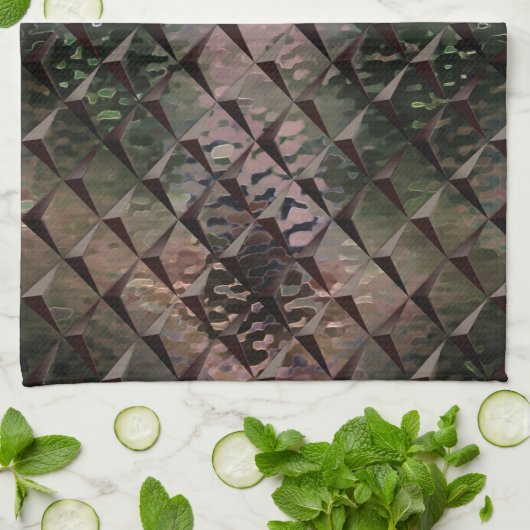 Mix 3D Quadrate mit Hammerglas mit Hintergrund T Geschirrtuch (Gefaltet)