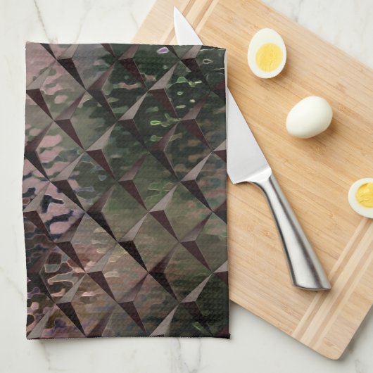 Mix 3D Quadrate mit Hammerglas mit Hintergrund T Geschirrtuch (Viertel Falte)