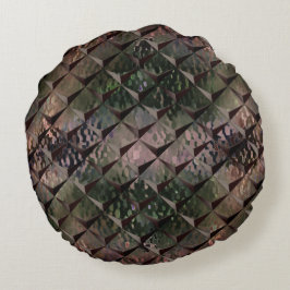 Mix 3D Quadrate mit Hammerglas mit Hintergrund T Rundes Kissen