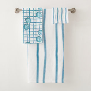 "Mix and Match Blue & White Design" Badetuch-Set Badhandtuch Set