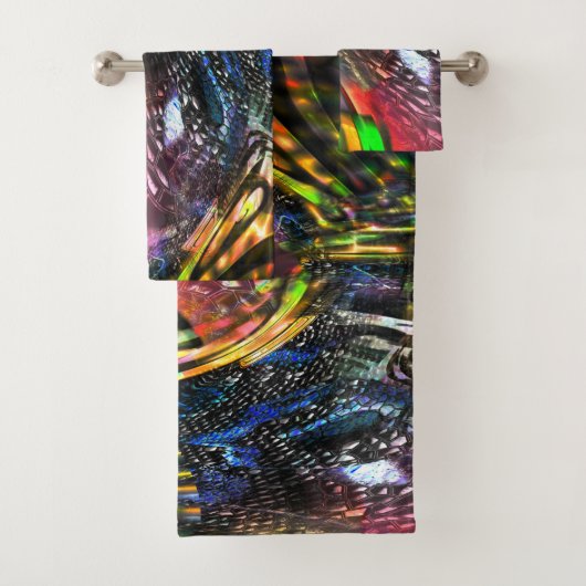 Mix aus bunten virtuellen Kunstwerken, inspiriert Badhandtuch Set (Insitu)