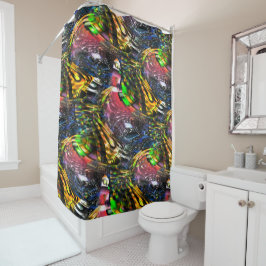 Mix aus bunten virtuellen Kunstwerken, inspiriert  Duschvorhang