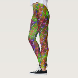Mix aus grünlich, rot, braun, lila, 3D oder dreiec Leggings
