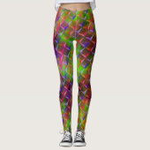 Mix aus grünlich, rot, braun, lila, 3D oder dreiec Leggings (Vorderseite)