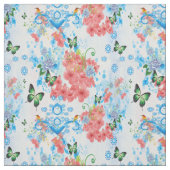 Mix Blau abstrakt mit Lachsfarbe Blume Stoff (Muster)
