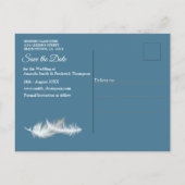 Mix blaue Musterwiederholungen und weiße Spitzen Ankündigungspostkarte (Rückseite)