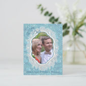 Mix blaue Musterwiederholungen und weiße Spitzen Ankündigungspostkarte (Stehend Vorderseite)