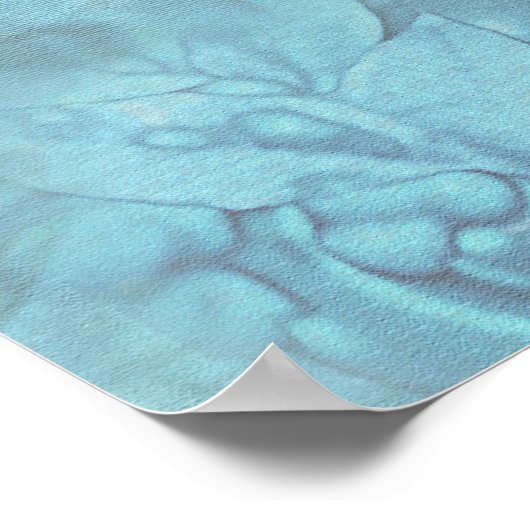 Mix Blue Pattern, Feathers & Gold Rahmen Poster (Ecke)