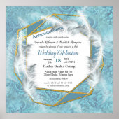 Mix Blue Pattern, Feathers & Gold Rahmen Poster (Vorne)