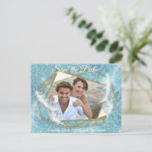 Mix Blue Pattern, Feathers & White Lace Ankündigungspostkarte (Stehend Vorderseite)