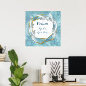 Mix Blue Pattern, Feathers & White Lace Poster (Heimbüro)