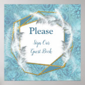 Mix Blue Pattern, Feathers & White Lace Poster (Vorne)