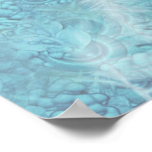 Mix Blue Pattern, Feathers & White Lace Poster (Ecke)