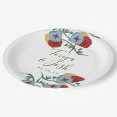 Mix-Blume mexikanische Folk Botanische Hübsche Blü Pappteller (Schrägansicht)