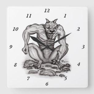 Mix-Creature - Troll, Golem and Devil Quadratische Wanduhr