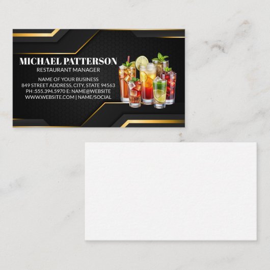 Mix Drinks | Barkeeper | Mixologie Visitenkarte (Vorne/Hinten)