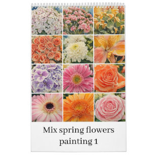 Mix Frühlingsblumen Aquarellmalerei 1 Kalender