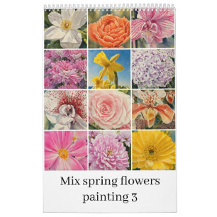Mix Frühlingsblumen Aquarellmalerei 3 Kalender