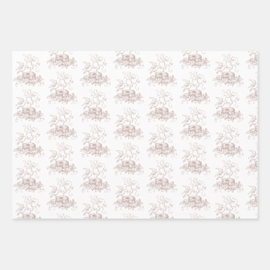 Mix Match Birds Nest Individuelle Name Pink Baby D Geschenkpapier Set (Vorderseite)