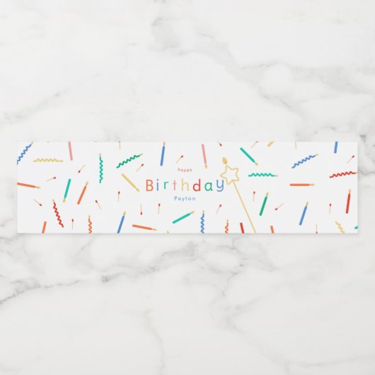 Mix + Matte Kerzen Moderne Geburtstag Wasserflaschenetikett (Einzelnes Label)