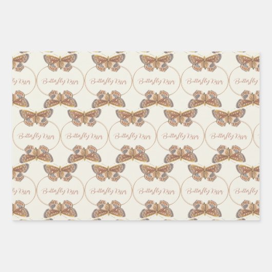 Mix n Match Butterfly Kisses Baby Shower Geschenkpapier Set (Vorderseite)