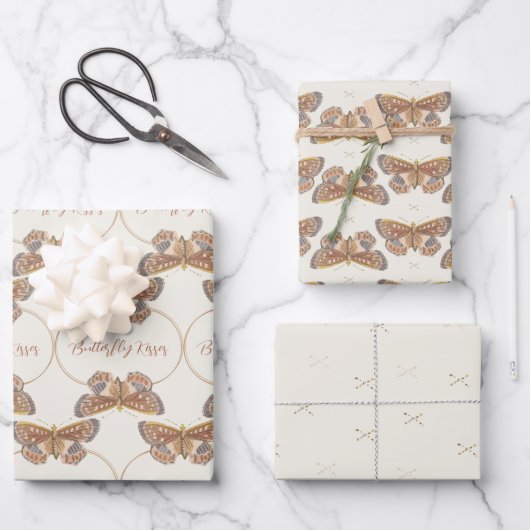 Mix n Match Butterfly Kisses Baby Shower Geschenkpapier Set (Vorderseite)