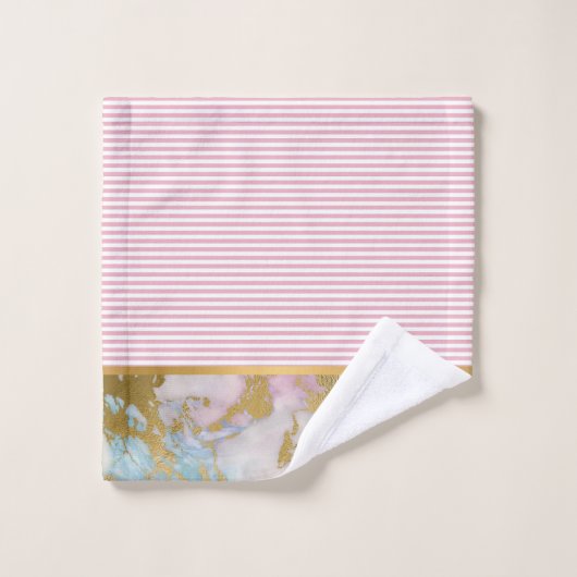 MIX N MATCH MARBLE STRIPE PINK BADEZIMMER TOWEL SE BADHANDTUCH SET (Waschlappen)