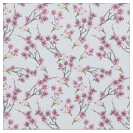 Mix Pink & Green Blume auf L Blue Fabric Stoff