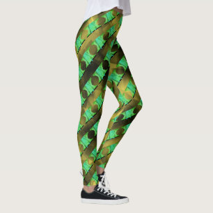 Mix rapport geometrisch, Streifen grün schwarz gel Leggings