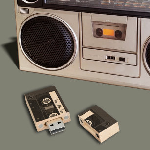 Mix Tape Personalized Black Holz USB Stick