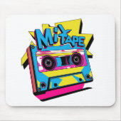 Mix Tape Vibes | Retro 80er Neon Cassette Mousepad (Vorne)