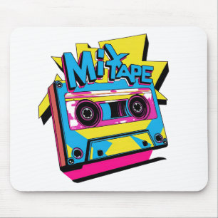 Mix Tape Vibes   Retro 80er Neon-Kassette Mousepad