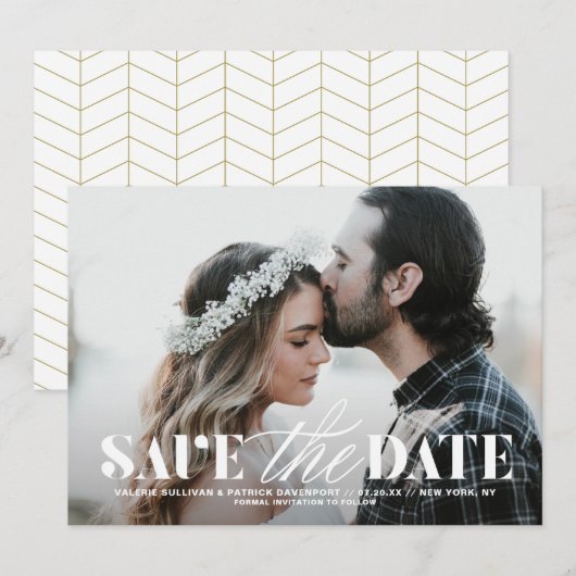 Mix Typografie Modernes Foto Save the Date (Vorne/Hinten)