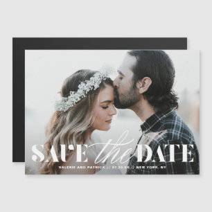Mix Typografy Overlay Modernes Foto Save the Date Magneteinladung