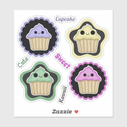 Mix und Match Kawaii Cupcakes Aufkleber (Blatt)