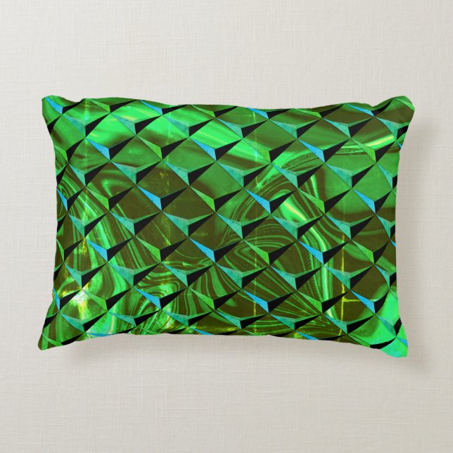Mix von 3D- und grünen Kurven oder Wellen Dekokissen (Rückseite)