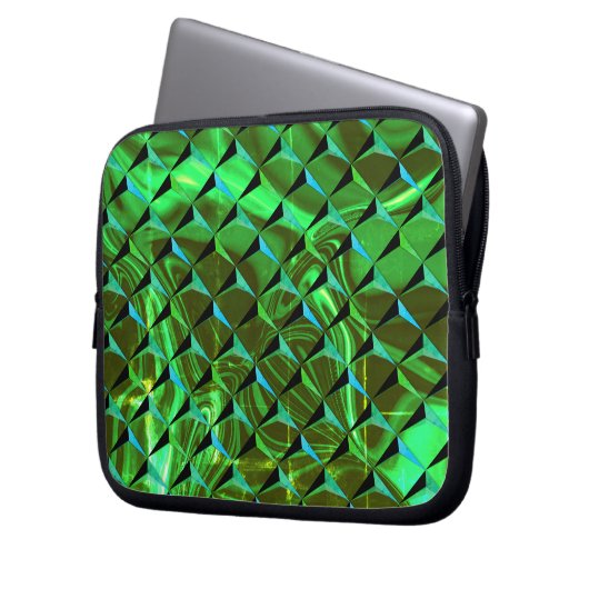 Mix von 3D- und grünen Kurven oder Wellen Laptopschutzhülle (Vorderseite Links)