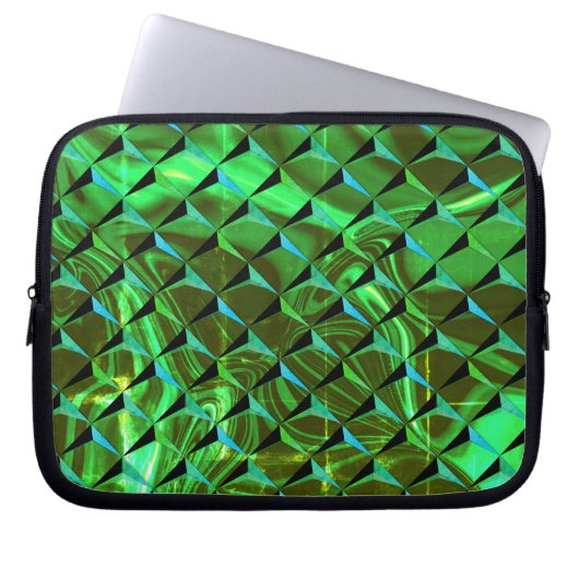 Mix von 3D- und grünen Kurven oder Wellen Laptopschutzhülle (Vorderseite)