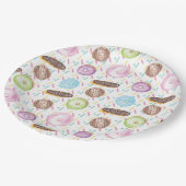 Mix Wasserfarbe Mattiert Donut und Sprinklen Pappteller (Schrägansicht)