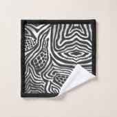 Mixed Animal Print Bademantel Handtuch Set - B&W B (Waschlappen)