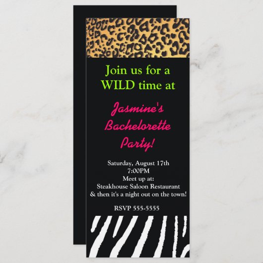 Mixed Animal Print Cheetah Zebra Leopard Party Einladung (Vorne/Hinten)