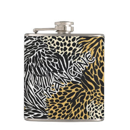 Mixed Animal Print Zebra Leopard Tiger Mixed Print Flachmann