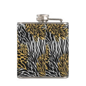 Mixed Animal Print Zebra Leopard Tiger Mixed Print Flachmann (Rückseite)