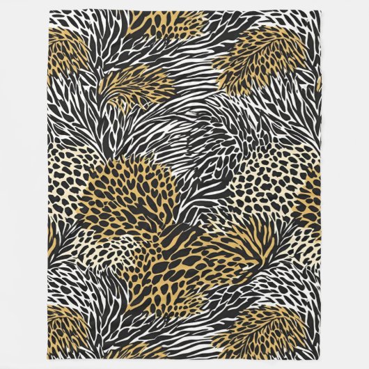 Mixed Animal Print Zebra Leopard Tiger Mixed Print Fleecedecke (Vorderseite)