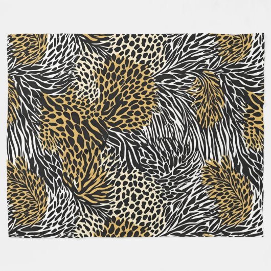Mixed Animal Print Zebra Leopard Tiger Mixed Print Fleecedecke (Vorderseite (Horizontal))