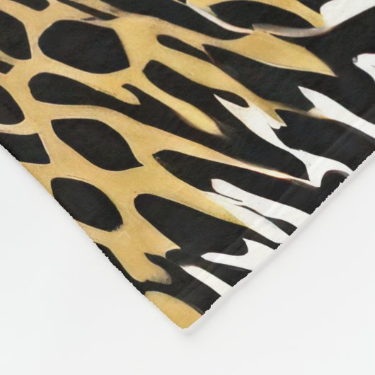 Mixed Animal Print Zebra Leopard Tiger Mixed Print Fleecedecke (Ecke)