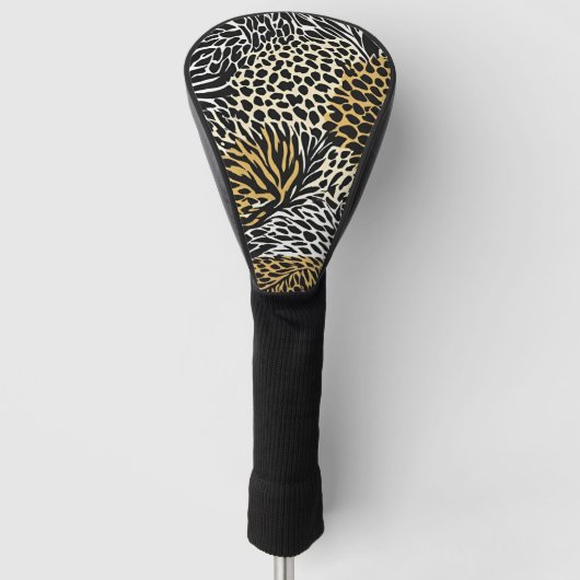 Mixed Animal Print Zebra Leopard Tiger Mixed Print Golf Headcover (Vorderseite)