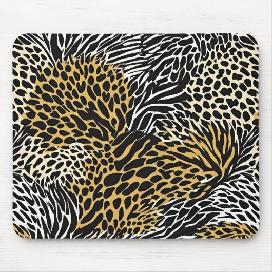 Mixed Animal Print Zebra Leopard Tiger Mixed Print Mousepad (Vorne)