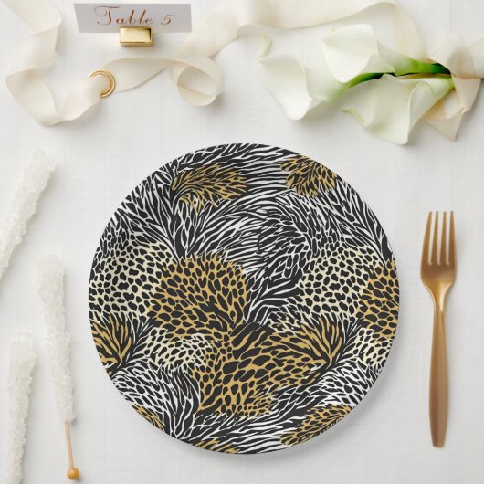 Mixed Animal Print Zebra Leopard Tiger Mixed Print Pappteller (Hochzeit)