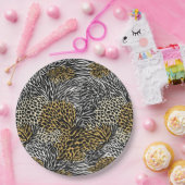 Mixed Animal Print Zebra Leopard Tiger Mixed Print Pappteller (Party)